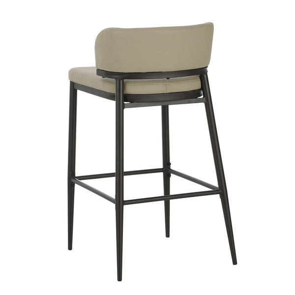 English Elm Christopher Knight Home® - Metal Industrial Leathaire Barstool Set of 2 with Comfortable Seat, Footrest, Non‑Slip Feet, Durable Frame khaki N771P247188V