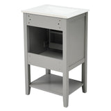 English Elm 20" Bathroom Vanity With Sink, Bathroom Cabinet With Soft Closing Door, Storage Rack and Open Shelf, Grey