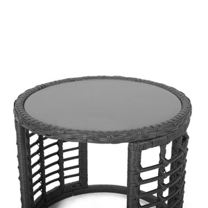 English Elm Christopher Knight Home® - TATIANA Side Table Rattan Accent with Sleek Round Profile, Durable Woven Texture, Compact Design Grey 66027.00GRY