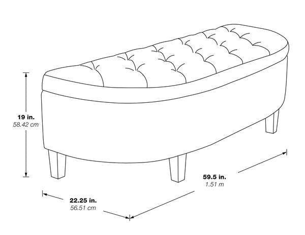 OSP Home Furnishings Jaycee Storage Bench Charcoal
