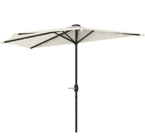 English Elm Upf 30 Plus Half Patio Umbrella with Solar Led Lights Vented Canopy Balcony T3971P426317