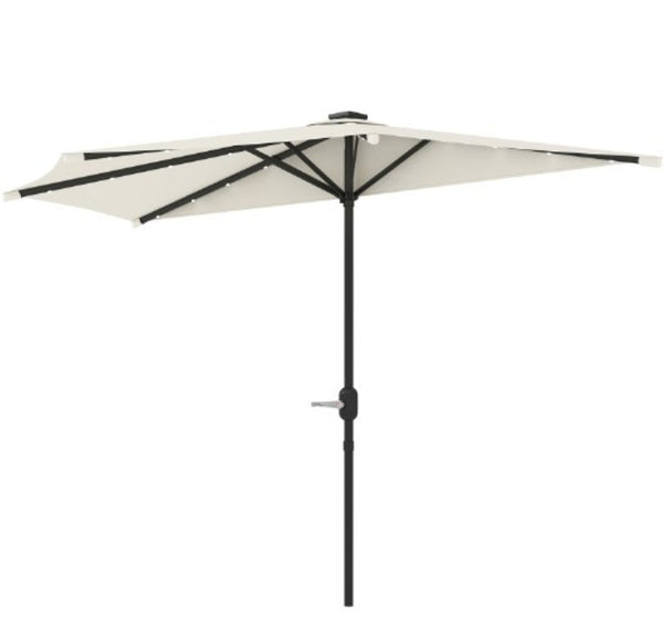 English Elm Upf 30 Plus Half Patio Umbrella with Solar Led Lights Vented Canopy Balcony T3971P426317