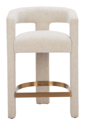 Zuo Modern Saiko Counter Stool Beige - Modern Boho-inspired Design In Premium Fabric For Versatile Elegance Beige 100% Polyester,Plywood,Steel 110649-zuo-modern