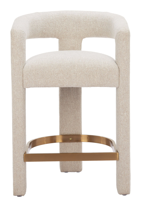 Zuo Modern Saiko Counter Stool Beige - Modern Boho-inspired Design In Premium Fabric For Versatile Elegance Beige 100% Polyester,Plywood,Steel 110649-zuo-modern