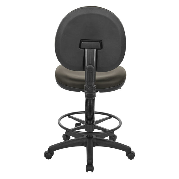 OSP Home Furnishings Sculptured Ergonomic Drafting Chair with Lumbar Support Padded Seat and Adjustable Footring Graphite DC550-R111