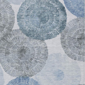 HomeRoots 8' X 10' Denim Blue, Ivory & Gray Abstract Washable Rug – Indoor/Outdoor, Stain-Resistant & Durable 661000