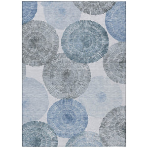 HomeRoots 9' Indoor/Outdoor Washable Area Rug in Denim Blue, Ivory & Gray - Modern Abstract Design, Durable! 661001