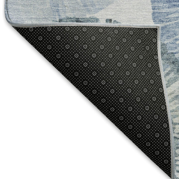 HomeRoots 9' Indoor/Outdoor Washable Area Rug in Denim Blue, Ivory & Gray - Modern Abstract Design, Durable! 661001