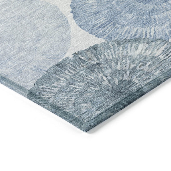 HomeRoots 9' Indoor/Outdoor Washable Area Rug in Denim Blue, Ivory & Gray - Modern Abstract Design, Durable! 661001