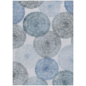 HomeRoots 9' Indoor/Outdoor Washable Area Rug in Denim Blue, Ivory & Gray - Modern Abstract Design, Durable! 661001
