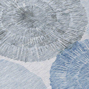 HomeRoots 9' Indoor/Outdoor Washable Area Rug in Denim Blue, Ivory & Gray - Modern Abstract Design, Durable! 661001