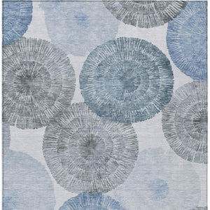 HomeRoots 10' Denim Blue, Ivory & Gray Abstract Washable Area Rug – Durable Indoor/Outdoor Style for High Traffic Spaces 661002