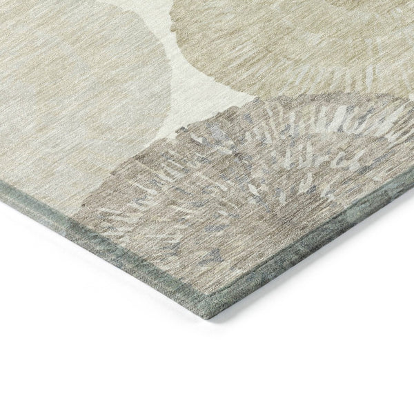 HomeRoots 8' Abstract Linen Ivory and Beige Round Rug – Stylish, Washable, Durable for Indoor & Outdoor Use 661005