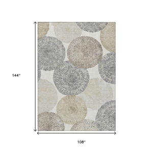 HomeRoots 9' X 12' Linen Ivory and Beige Abstract Area Rug - Stylish, Washable, Versatile for Indoor & Outdoor Use 661007