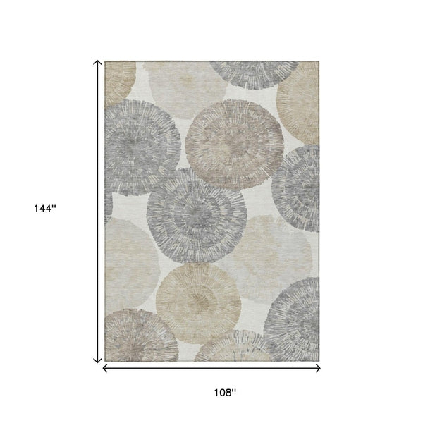 HomeRoots 9' X 12' Linen Ivory and Beige Abstract Area Rug - Stylish, Washable, Versatile for Indoor & Outdoor Use 661007