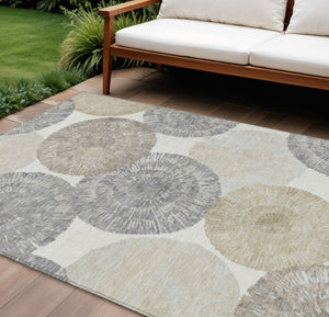 HomeRoots 9' X 12' Linen Ivory and Beige Abstract Area Rug - Stylish, Washable, Versatile for Indoor & Outdoor Use 661007