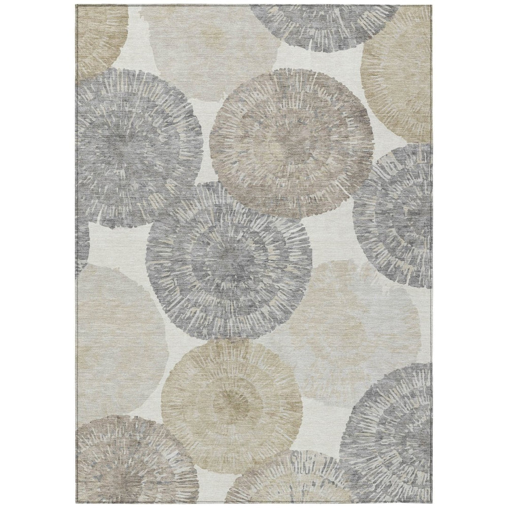 HomeRoots 10' Modern Ivory and Beige Abstract Washable Area Rug for Indoor/Outdoor Use - Durable, Easy Care! 661008