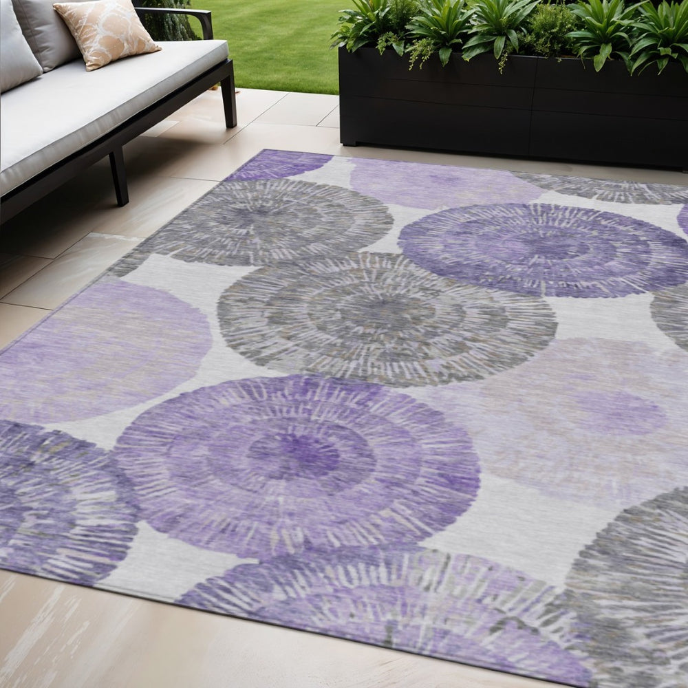HomeRoots 5' X 8' Stylish Washable Indoor Outdoor Area Rug in Plum, Ivory & Khaki - Perfect for High-Traffic Areas! 661010