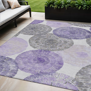 HomeRoots 5' X 8' Stylish Washable Indoor Outdoor Area Rug in Plum, Ivory & Khaki - Perfect for High-Traffic Areas! 661010