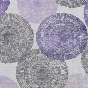HomeRoots 5' X 8' Stylish Washable Indoor Outdoor Area Rug in Plum, Ivory & Khaki - Perfect for High-Traffic Areas! 661010