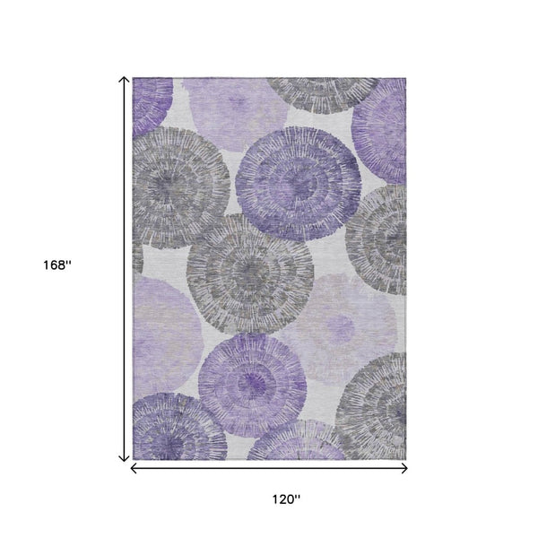 HomeRoots 10' Abstract Area Rug in Plum, Ivory & Khaki – Stylish, Stain-Resistant, Indoor-Outdoor Durability! 661014