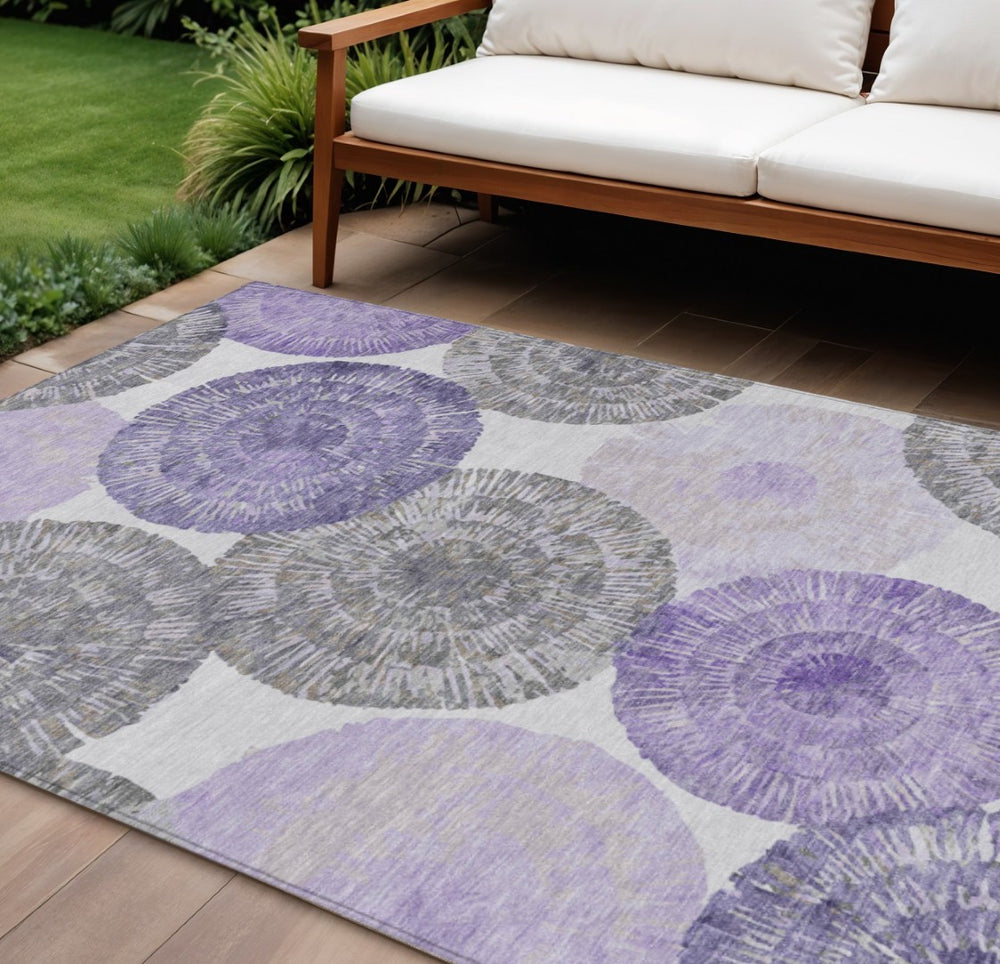 HomeRoots 10' Abstract Area Rug in Plum, Ivory & Khaki – Stylish, Stain-Resistant, Indoor-Outdoor Durability! 661014