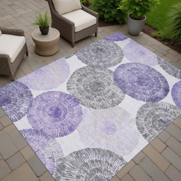 HomeRoots 10' Abstract Area Rug in Plum, Ivory & Khaki – Stylish, Stain-Resistant, Indoor-Outdoor Durability! 661014