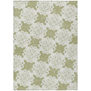 HomeRoots 8' X 10' Artichoke Green Quatrefoil Area Rug - Stylish, Durable, Washable for Indoor & Outdoor Use 661024