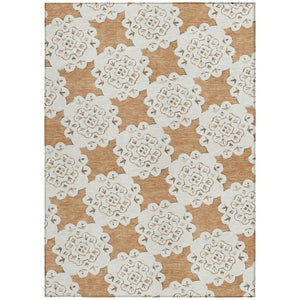 HomeRoots 5' X 8' Copper and Ivory Quatrefoil Rug - Durable, Washable, Stylish for Indoor & Outdoor Spaces! 661046