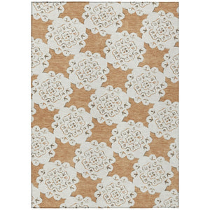 HomeRoots 10' Copper and Ivory Quatrefoil Area Rug - Washable, Durable, Indoor/Outdoor, Pet-Friendly Style! 661050