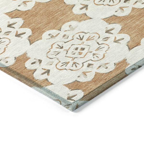 HomeRoots 10' Copper and Ivory Quatrefoil Area Rug - Washable, Durable, Indoor/Outdoor, Pet-Friendly Style! 661050