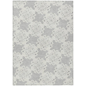 HomeRoots 5' X 8' Washable Gray and Ivory Quatrefoil Area Rug - Durable, Stylish for Indoor & Outdoor Spaces 661052
