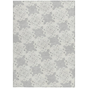 HomeRoots 10' X 14' Gray and Ivory Quatrefoil Washable Area Rug – Stylish, Durable Design for Indoor & Outdoor Use 661056