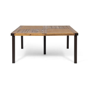 English Elm 9‑Piece Acacia Wood Outdoor Dining Set Seats Eight with Teak Slatted Table Sling Chairs 66105_632564