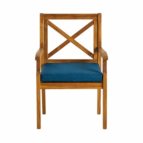 English Elm 9‑Piece Acacia Wood Outdoor Dining Set Seats Eight with X-Back Armchairs Teak Finish 66105_N762P251938C4