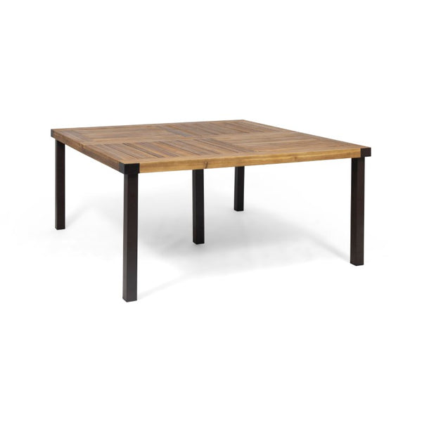 English Elm 9‑Piece Acacia Wood Outdoor Dining Set Teak Finish Square Table Eight Windsor Chairs 66105_N762P389932A4