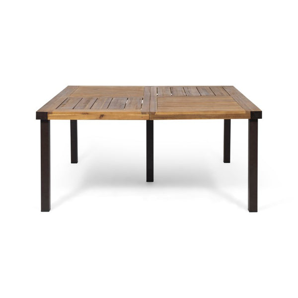 English Elm 9‑Piece Acacia Wood Outdoor Dining Set Teak Finish Square Table Eight Windsor Chairs 66105_N762P389932A4