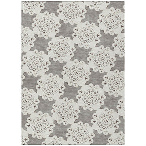 HomeRoots 8' X 10' Stylish Taupe and Ivory Quatrefoil Indoor/Outdoor Area Rug - Durable, Washable & Versatile! 661066