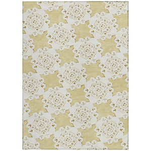 HomeRoots 8' X 10' Wheat Quatrefoil Indoor Outdoor Area Rug - Durable, Washable, Stylish for Any Space! 661072