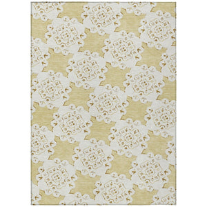 HomeRoots 10' X 14' Wheat Quatrefoil Area Rug - Stylish, Washable, Durable for Indoor & Outdoor Spaces! 661074