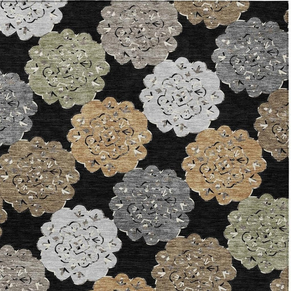 HomeRoots 8' X 10' Quatrefoil Area Rug - Stylish Black, Ivory & Khaki Design, Washable, Durable for Indoors & Outdoors 661078