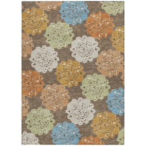 HomeRoots 5' X 8' Quatrefoil Washable Rug in Chocolate, Ivory & Copper – Durable Indoor/Outdoor Decor Essential 661082