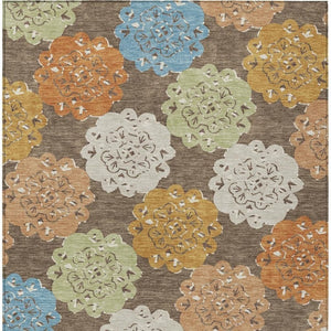 HomeRoots 8' X 10' Quatrefoil Area Rug - Elegant Chocolate, Ivory & Copper Design for Indoor/Outdoor Use! 661084