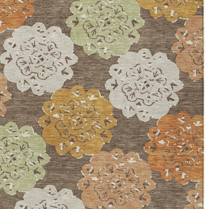 HomeRoots 8' X 10' Quatrefoil Area Rug - Elegant Chocolate, Ivory & Copper Design for Indoor/Outdoor Use! 661084