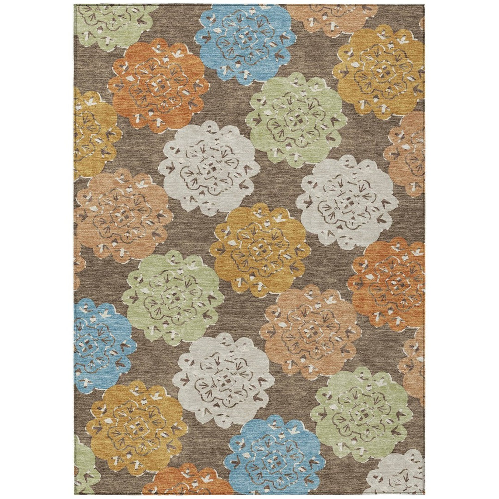 HomeRoots 10' Chocolate Ivory Copper Quatrefoil Washable Area Rug for Indoor/Outdoor Use - Durable & Stylish! 661086