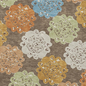 HomeRoots 10' Chocolate Ivory Copper Quatrefoil Washable Area Rug for Indoor/Outdoor Use - Durable & Stylish! 661086