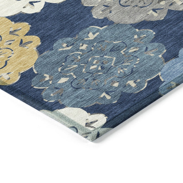 HomeRoots 8' Navy Blue Quatrefoil Area Rug – Washable, Durable Indoor/Outdoor Accent for Modern Living Spaces 661095