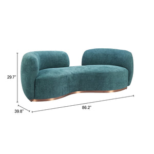 Zuo Modern Jamela Sofa Teal - Modern Shearling-style Fabric, Durable Pine Wood & Steel For Stylish Comfort Green 100% Polyester,Pine Wood,Steel 110478-zuo-modern