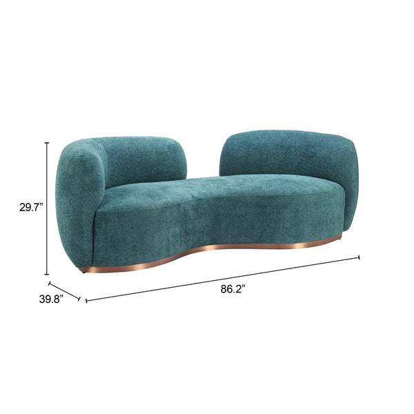 Zuo Modern Jamela Sofa Teal - Modern Shearling-style Fabric, Durable Pine Wood & Steel For Stylish Comfort Green 100% Polyester,Pine Wood,Steel 110478-zuo-modern