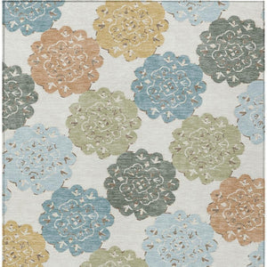 HomeRoots 10' Pacific Blue Ivory Copper Quatrefoil Area Rug - Washable, Durable for Indoor & Outdoor Spaces 661110